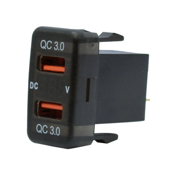 Toyota Vigo Dual USB QC3.0 Charger with Voltmeter (40x20mm) – Blue LED