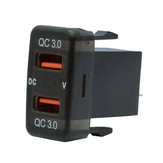 Toyota Vigo Dual USB QC3.0 Charger with Voltmeter (40x20mm) – Blue LED