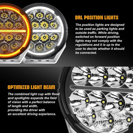D.A.G Fire Phoenix 6.5" DRL LED Spotlight Set | OSRAM Combo Beam Driving Lights