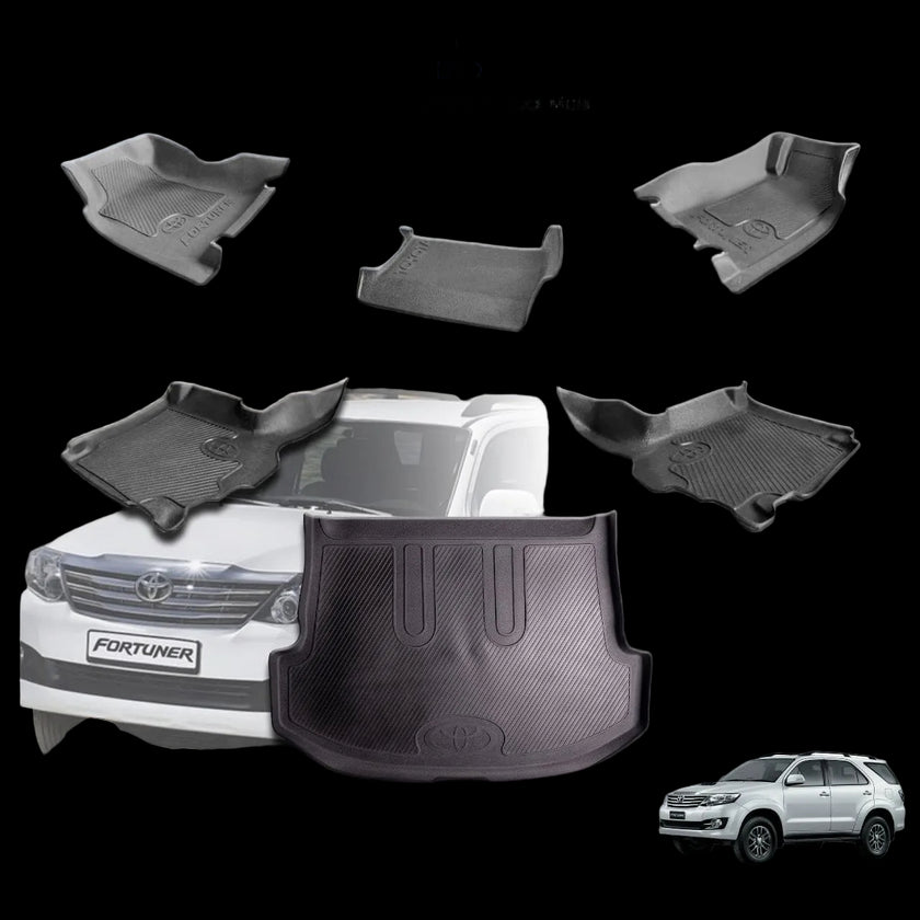 Toyota Fortuner D4D Rubber Floor Mats (2005–2015) – Heavy Duty Moulded Full Set
