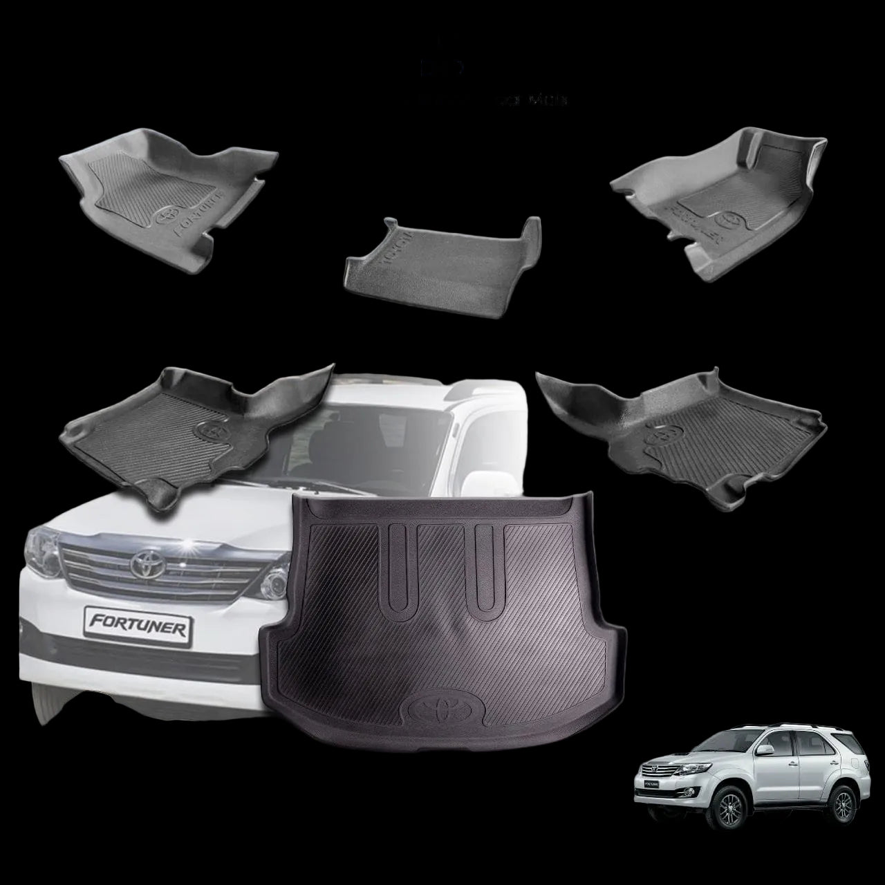 Toyota Fortuner D4D Rubber Floor Mats (2005–2015) – Heavy Duty Moulded Full Set