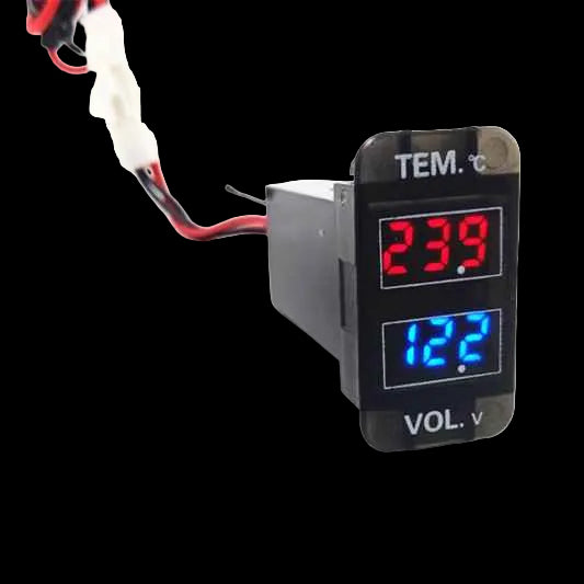 Toyota 40x20mm Voltmeter & Temperature Meter – Vigo (Pre‑2015) | Red & Blue LED