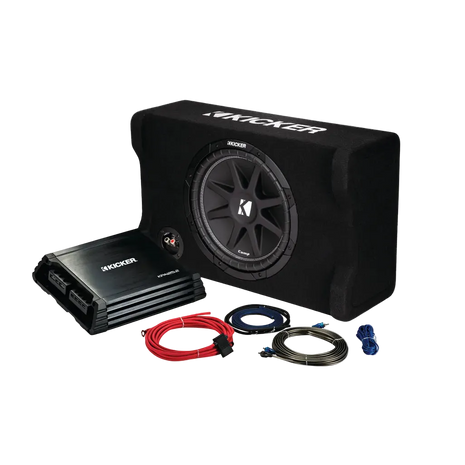 Kicker 49KKPDF212 KickPack 12” Subwoofer + Amplifier + Wiring Kit (Complete Bass System)