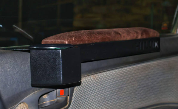 Custom Toyota Hilux Armrest – Steel with Integrated Cup Holder (2006–Current)