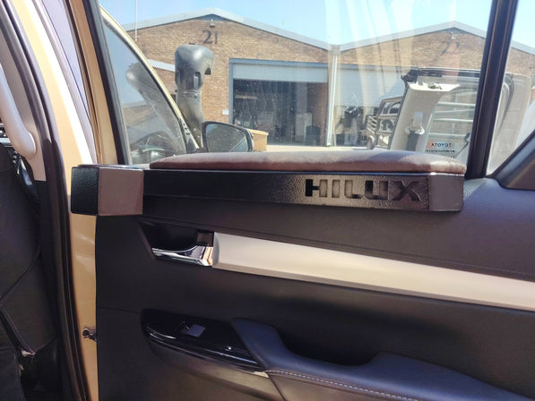 Custom Toyota Hilux Armrest – Steel with Integrated Cup Holder (2006–Current)