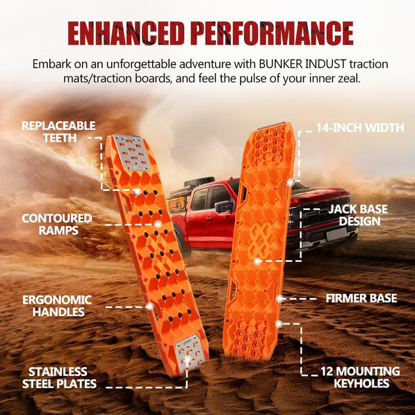Bunker Indust 25T Traction Boards with Replaceable Teeth & Steel Plates (Pair)