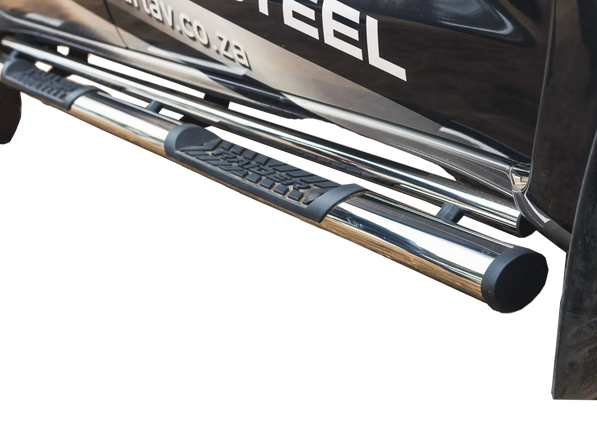 Toyota Hilux Side Steps Double/Ext Cab Stainless 2016+ (Black/Normal)