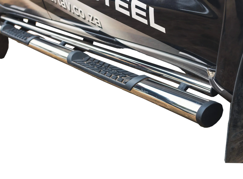 Toyota Hilux Side Steps Double/Ext Cab Stainless 2016+ (Black/Normal)