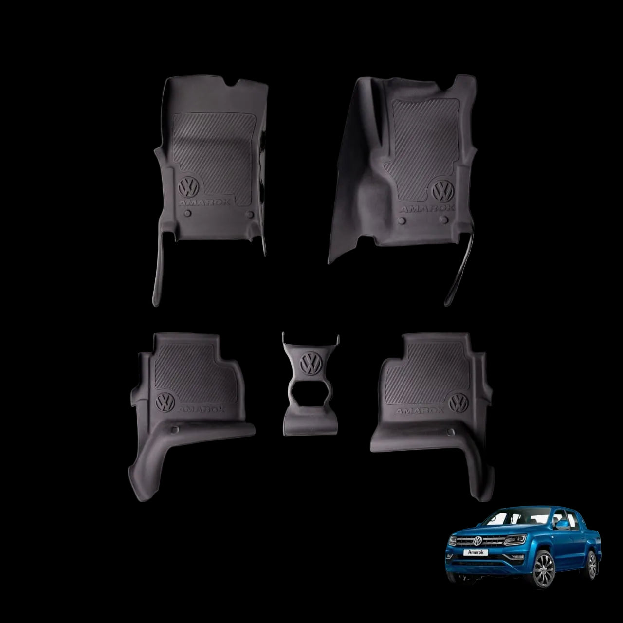 Volkswagen Amarok Rubber Floor Mats – Heavy Duty Moulded Set