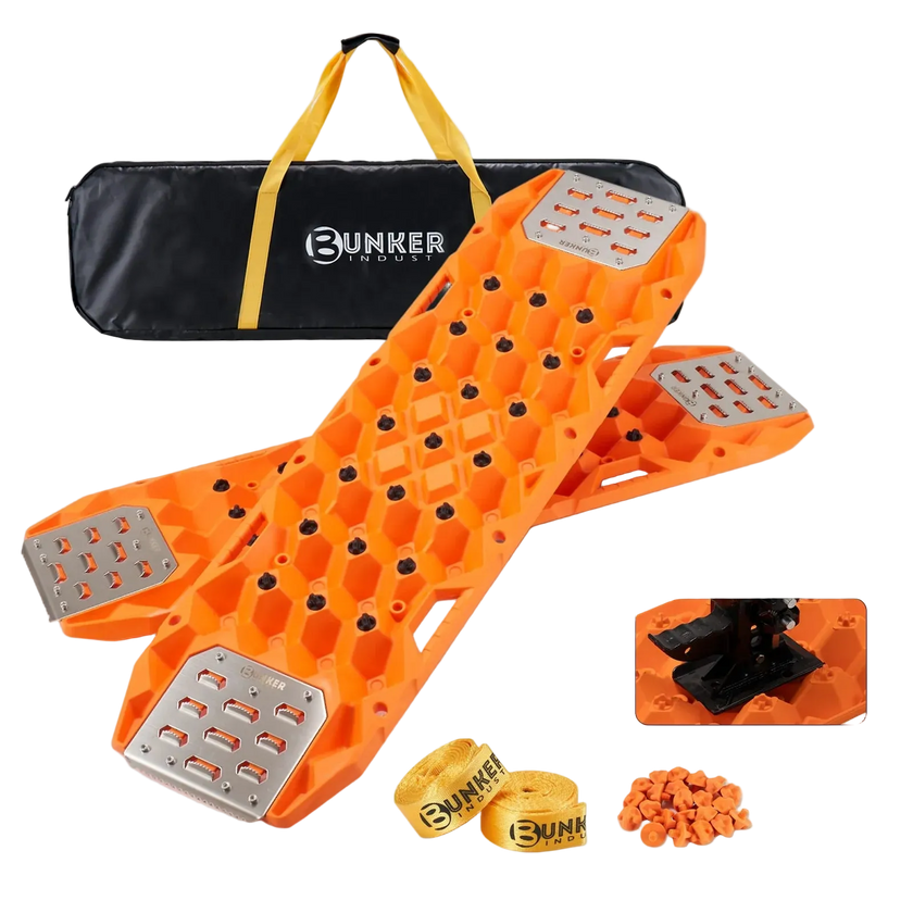 Bunker Indust 25T Traction Boards with Replaceable Teeth & Steel Plates (Pair)