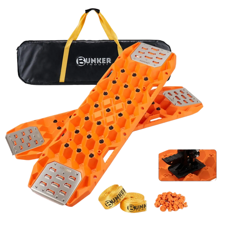 Bunker Indust 25T Traction Boards with Replaceable Teeth & Steel Plates (Pair)