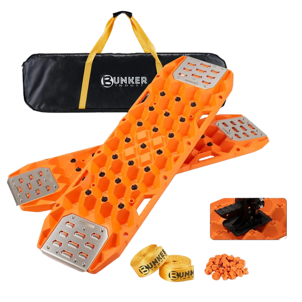 Bunker Indust 25T Traction Boards with Replaceable Teeth & Steel Plates (Pair)