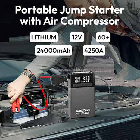 Yesper Almighty M6 Pro Jump Starter – 4250A 4-in-1 Power Bank & Air Compressor (160 PSI)