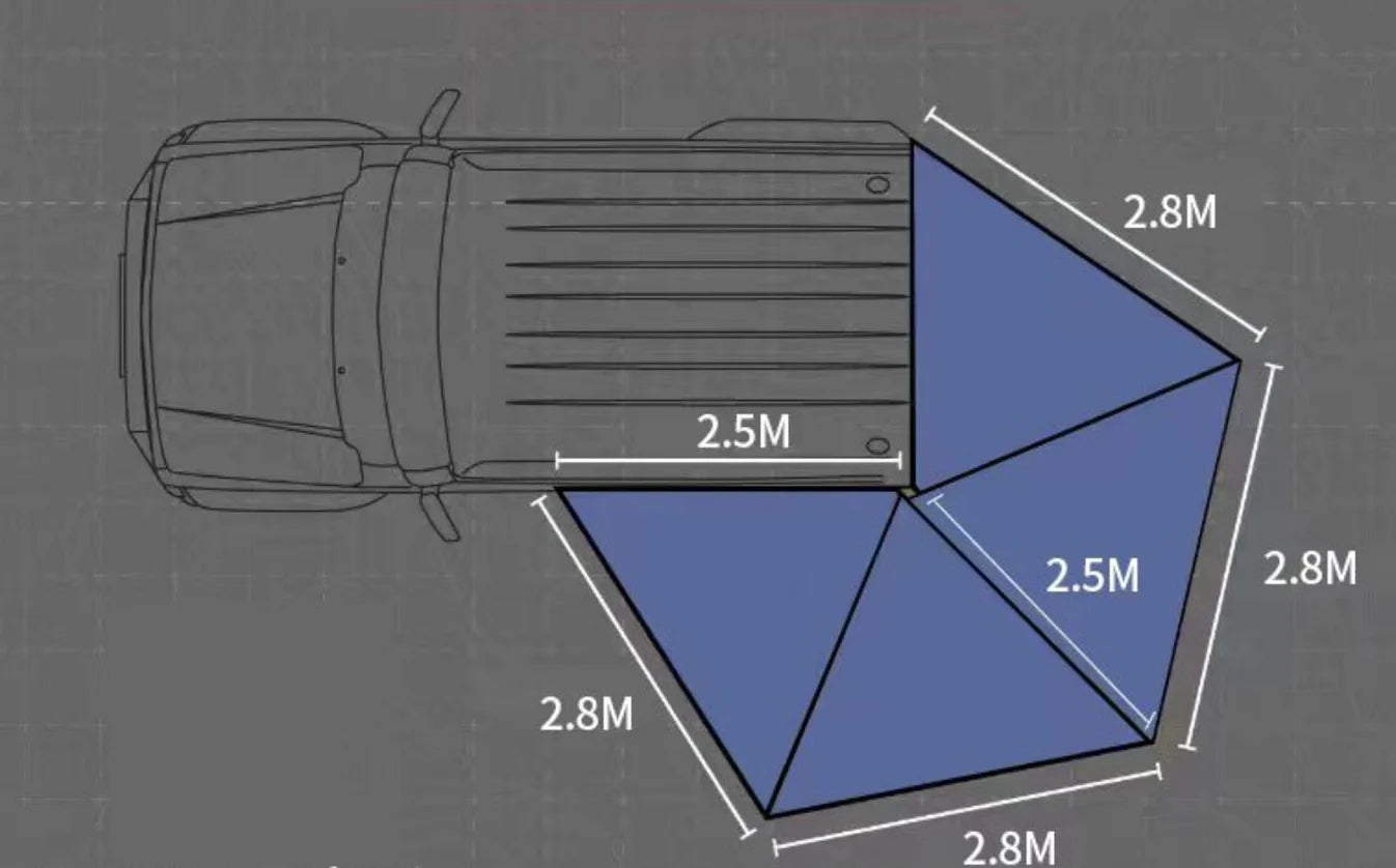 D.A.G XL 2.5M 270° Buffalo Wing Awning – Heavy Duty Vehicle Awning