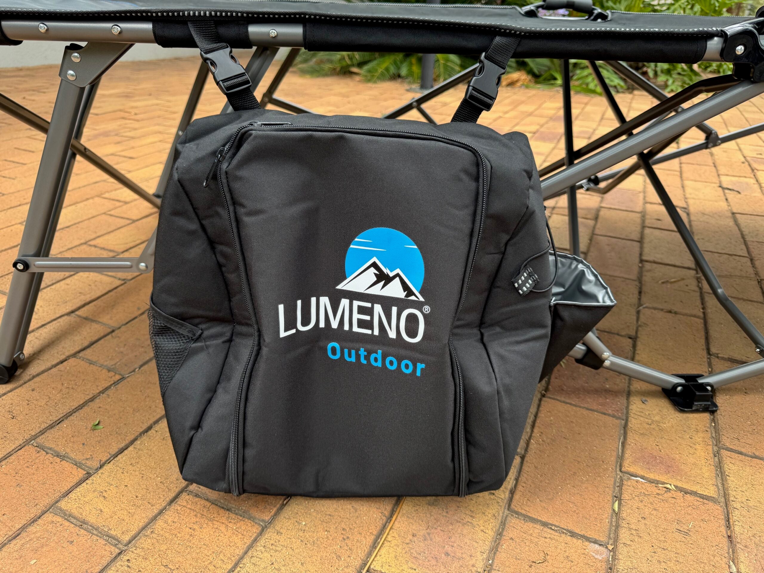 Lumeno Camping Stretcher Bed – Heavy Duty Folding Camp Bed with Carry Bag