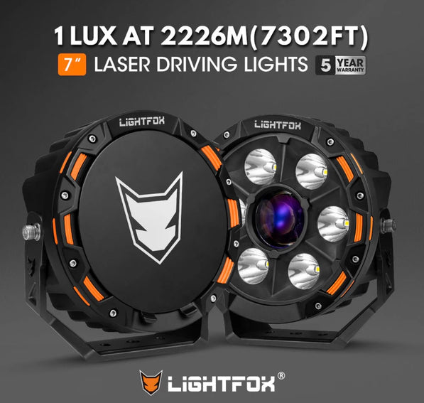 LightFox 7” & 9” Laser + LED Driving Lights (Pair) | Long-Range Off-Road Spotlights