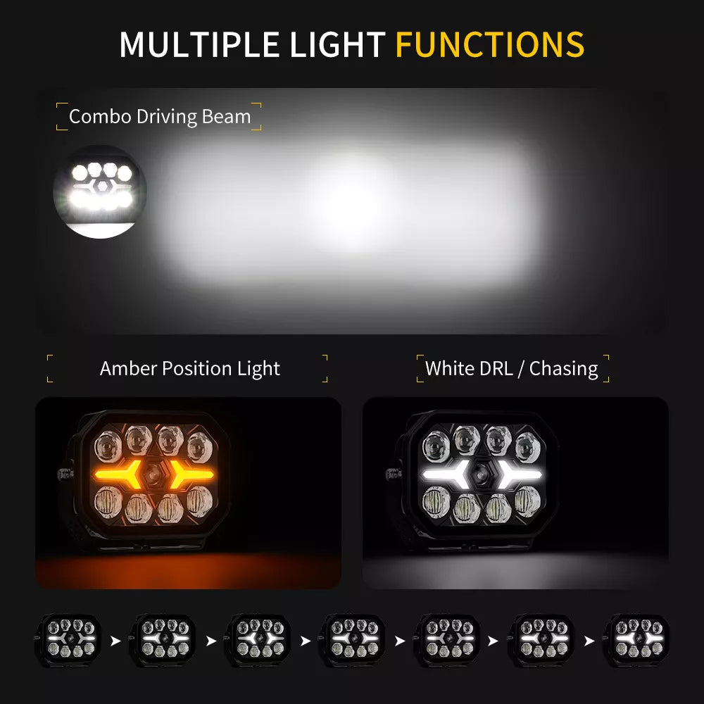 Night Seeker 7” LED Spotlights | 210W High-Performance Driving Lights with DRL
