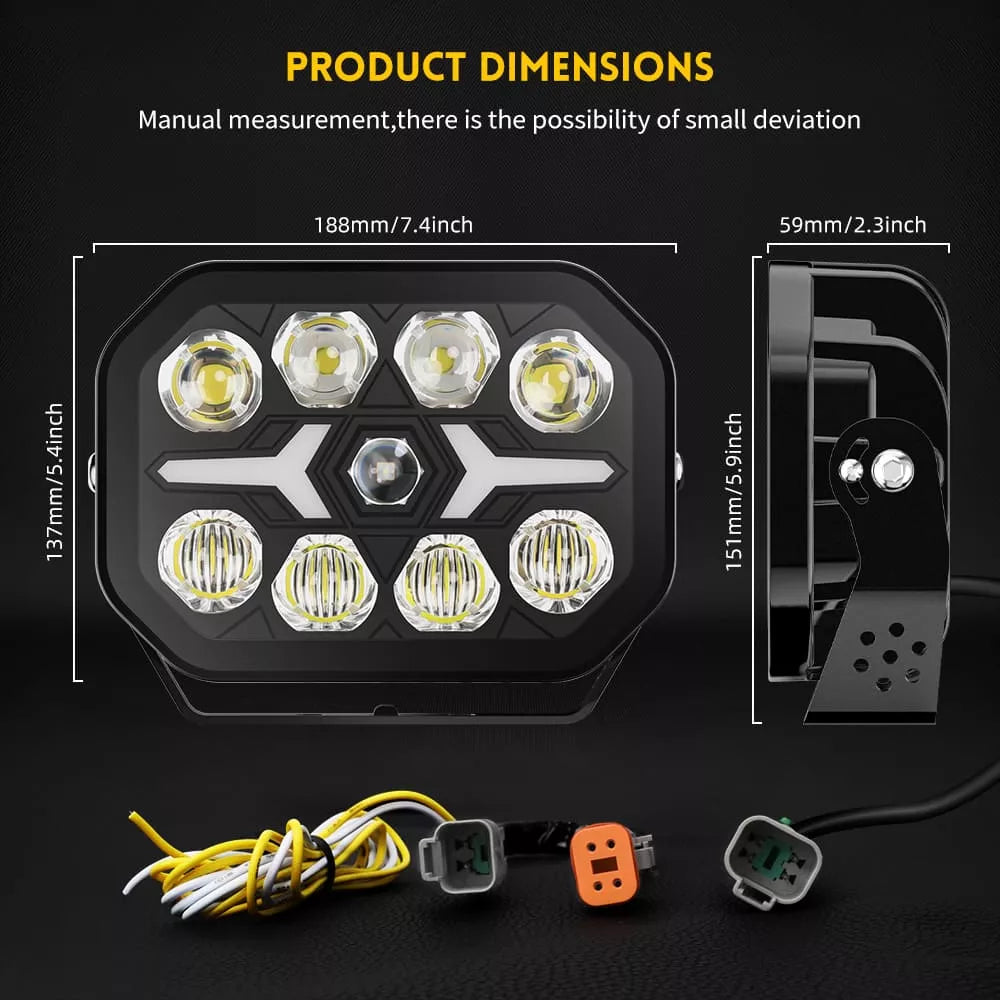 Night Seeker 7” LED Spotlights | 210W High-Performance Driving Lights with DRL
