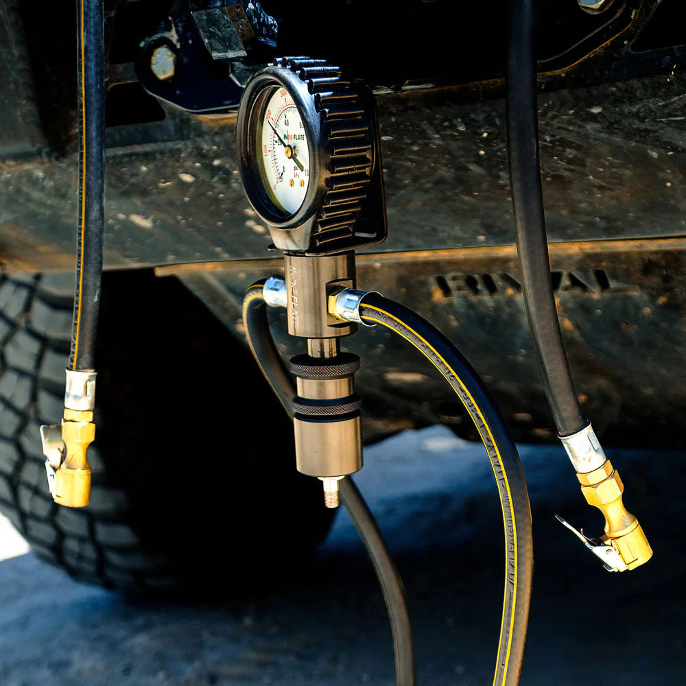 Indeflate 2 Hose Unit Digital/Analog Edition – Dual Tyre Inflator & Deflator (100 PSI Gauge)