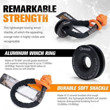 Bunker Indust Synthetic Soft Shackle with winch Ring