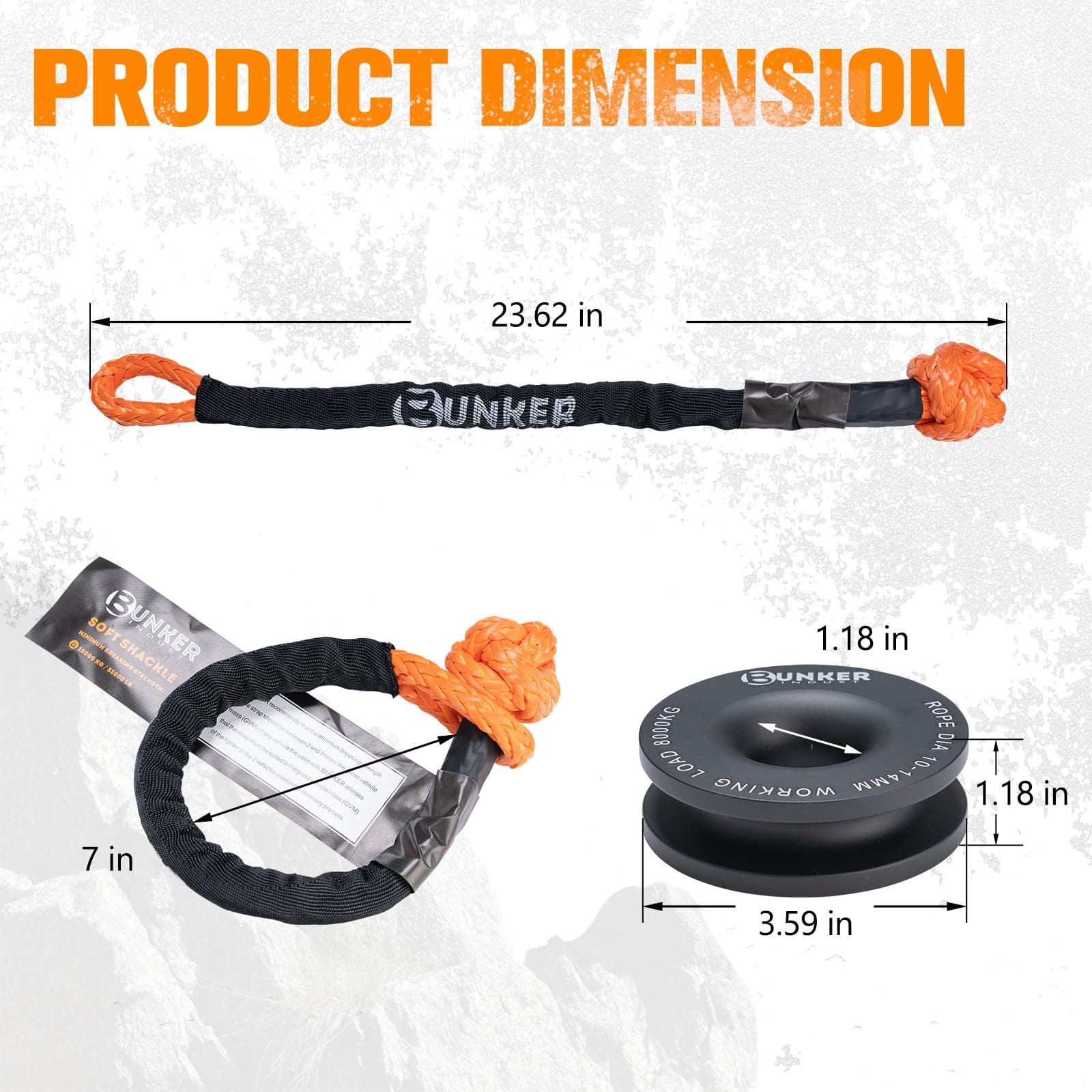 Bunker Indust Synthetic Soft Shackle with winch Ring