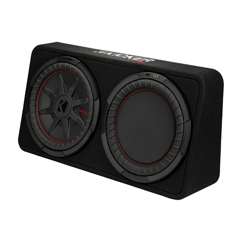 Kicker 48TCWRT122 12” Slim Loaded Subwoofer Enclosure (2-Ohm High Power Bass System)