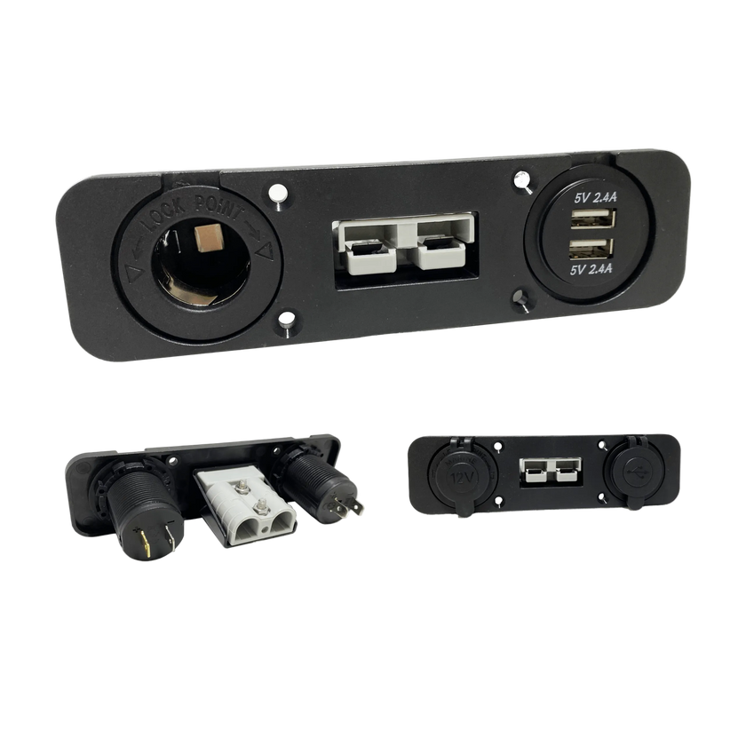 Multi-Function Power Panel – 50A Anderson Connector, 12V Socket & Dual USB (2.4A)