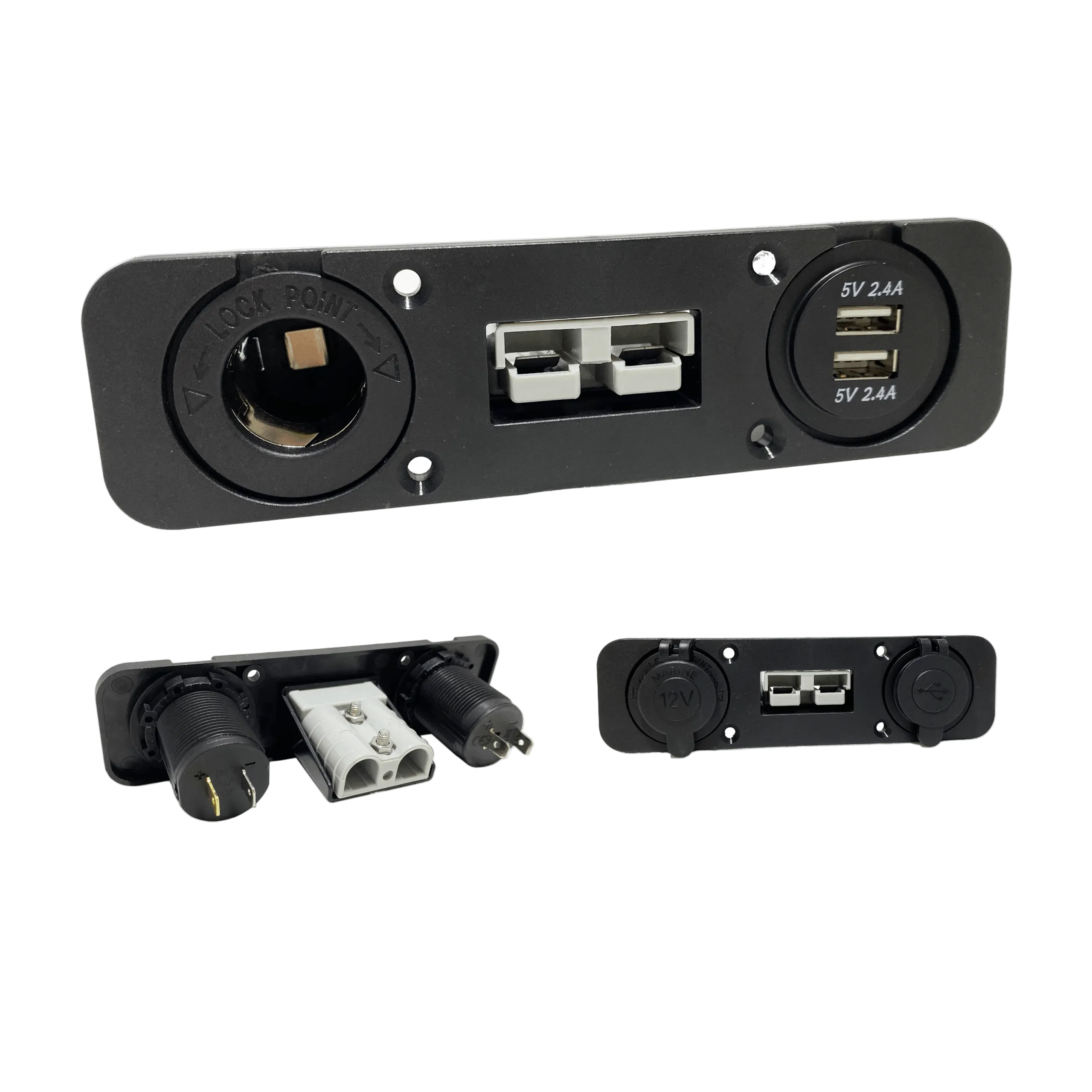 Multi-Function Power Panel – 50A Anderson Connector, 12V Socket & Dual USB (2.4A)