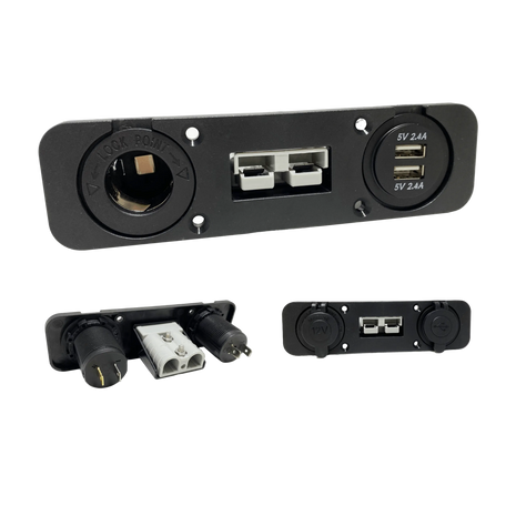 Multi-Function Power Panel – 50A Anderson Connector, 12V Socket & Dual USB (2.4A)
