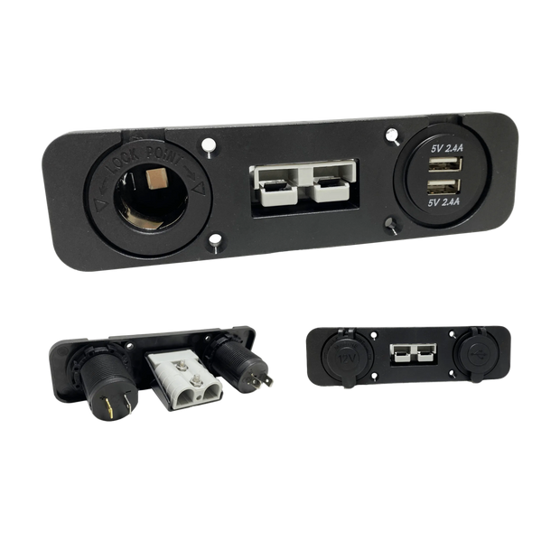 Multi-Function Power Panel – 50A Anderson Connector, 12V Socket & Dual USB (2.4A)