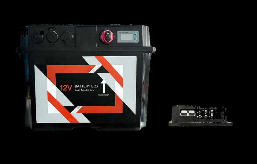 Lumeno 12V Battery Box with DC Charger – Smart Dual Battery System with Anderson Plugs, USB & Charge Manager