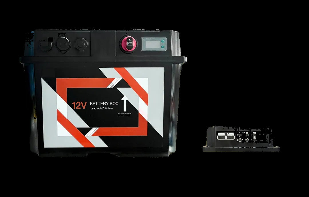 Lumeno 12V Battery Box with DC Charger – Smart Dual Battery System with Anderson Plugs, USB & Charge Manager