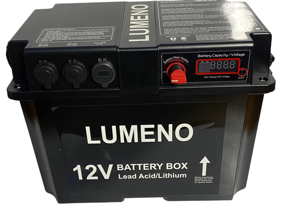 Lumeno 12V Portable Battery Box – Dual Battery System with Anderson Plugs, USB & Display | 4x4 Camping Power Solution