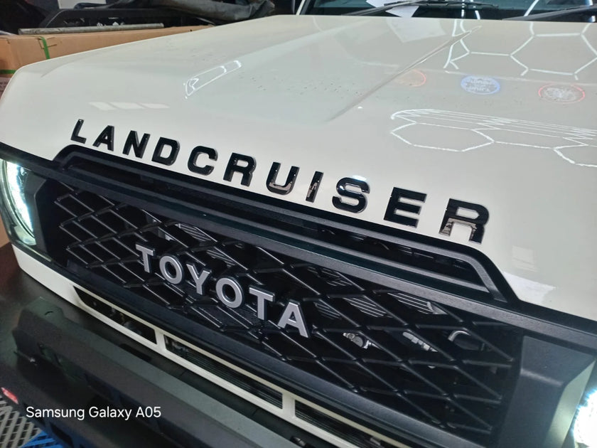 Toyota Land Cruiser Bonnet Lettering Matt Black | Stick-On Hood Badge Upgrade