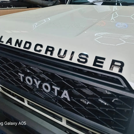 Toyota Land Cruiser Bonnet Lettering Matt Black | Stick-On Hood Badge Upgrade