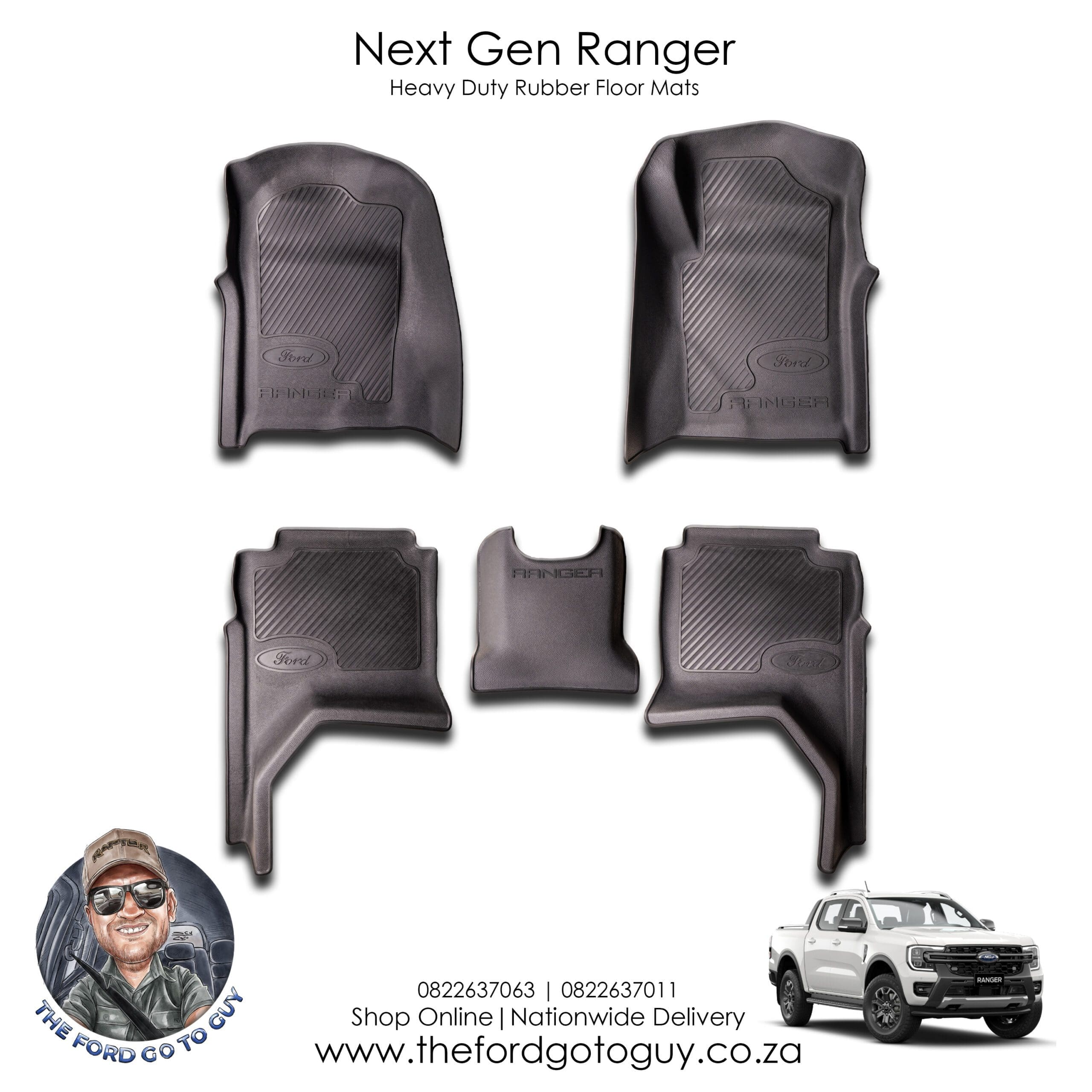 Next Gen Ford Ranger Rubber Floor Mats (2023+) – Heavy Duty Full Set