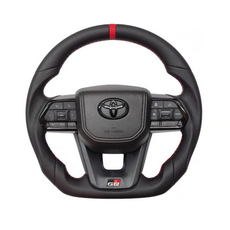 Toyota GR300 Sport Full Black Leather Steering Wheel – Red Stitch Performance Design