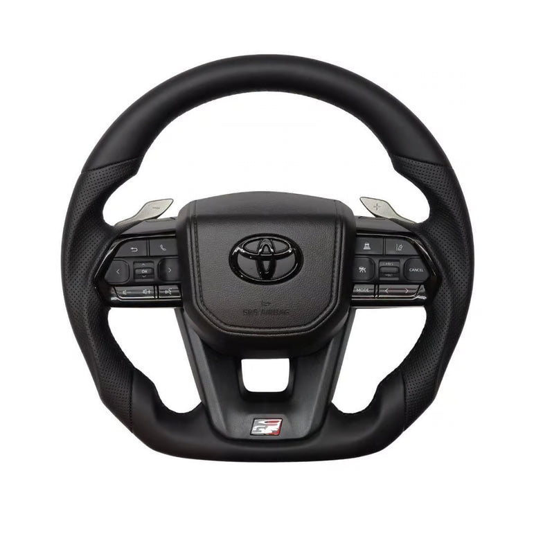 Toyota GR300 Sport Steering Wheel – Full Black Leather with Paddle Shift | Land Cruiser 79 2.8 Auto