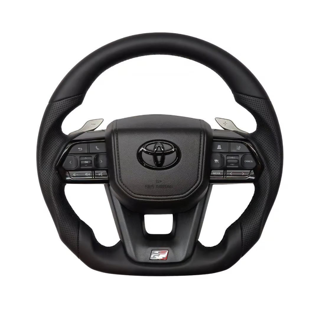 Toyota GR300 Sport Steering Wheel – Full Black Leather with Paddle Shift | Land Cruiser 79 2.8 Auto