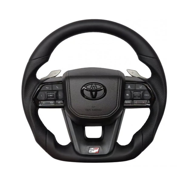 Toyota GR300 Sport Steering Wheel – Full Black Leather with Paddle Shift | Land Cruiser 79 2.8 Auto