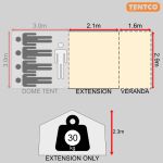 Senior Baobab Tent Extension – Canvas Side Room & Veranda for Tentco Safari & Wanderer Bow Tents