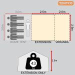 Double Bow Tent Extension – Heavy Duty Canvas Side Extension for Safari & Wanderer Bow Tents South Africa