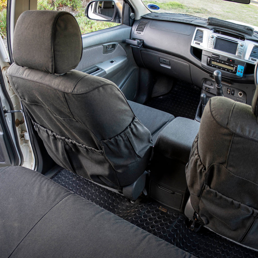 Toyota Hilux Tougher Canvas Seat Covers – Single & Double Cab (2005+) Heavy Duty Polycotton Protection