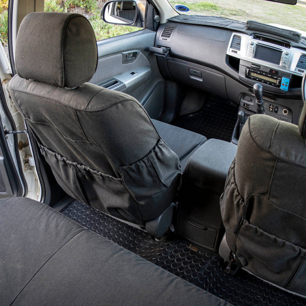Toyota Hilux Tougher Canvas Seat Covers – Single & Double Cab (2005+) Heavy Duty Polycotton Protection