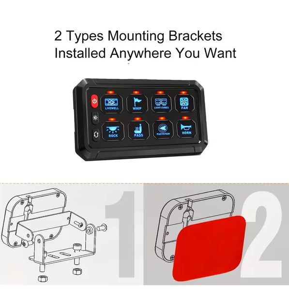 8 Gang Wired Switch Panel – Universal 12V Control System for 4x4 & Off-Road