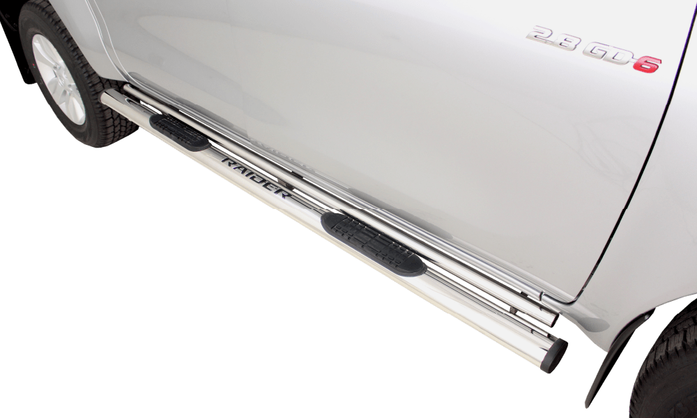Toyota Hilux Side Steps Double/Ext Cab Stainless 2016+ (Black/Normal)