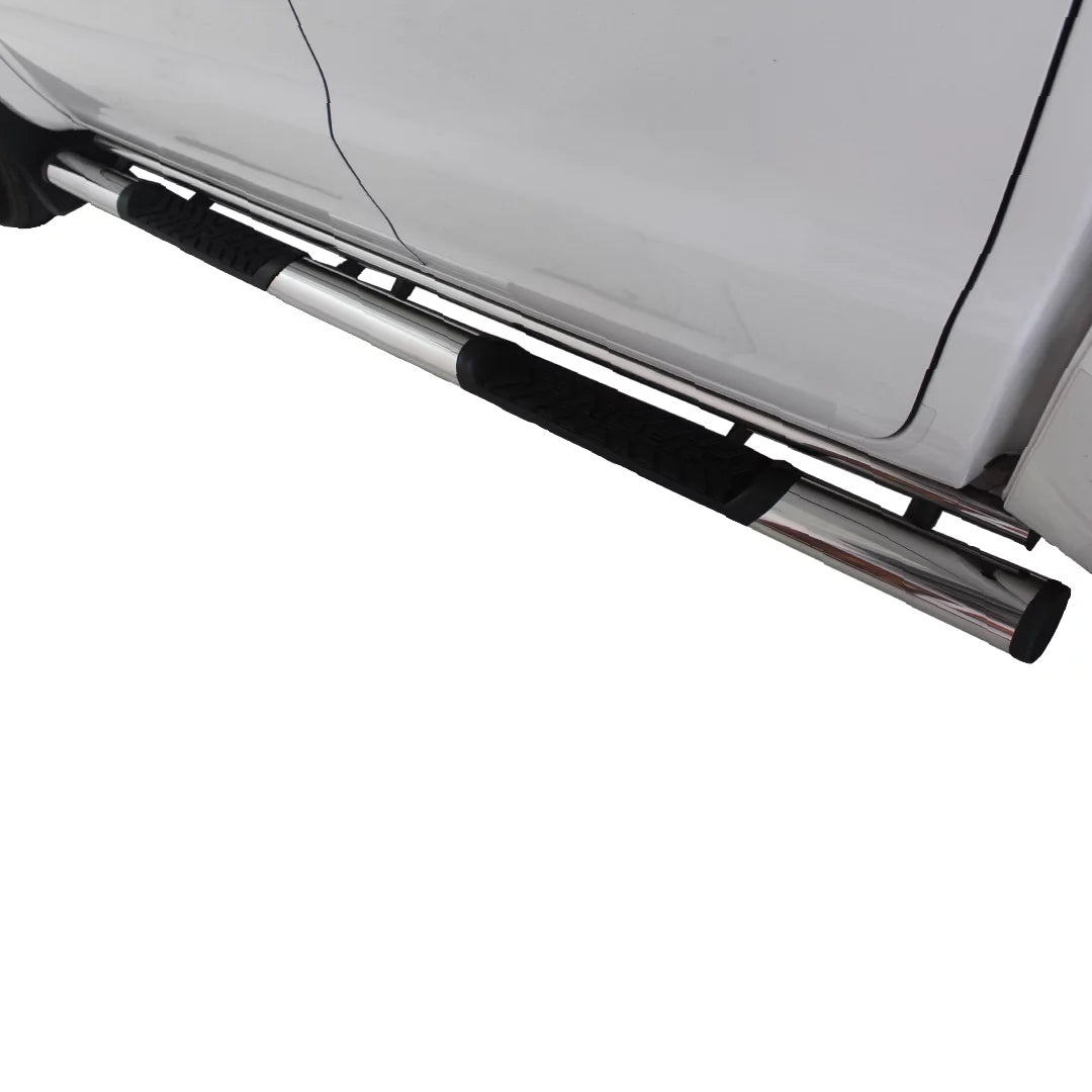 Toyota Hilux Side Steps Double/Ext Cab Stainless 2016+ (Black/Normal)
