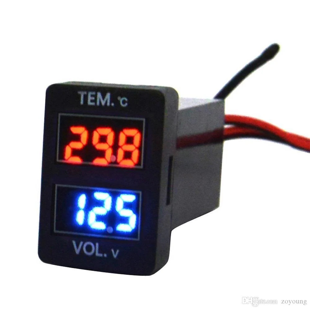 Toyota 32x20mm Voltmeter & Temperature Meter – LED Display | Revo / GD6