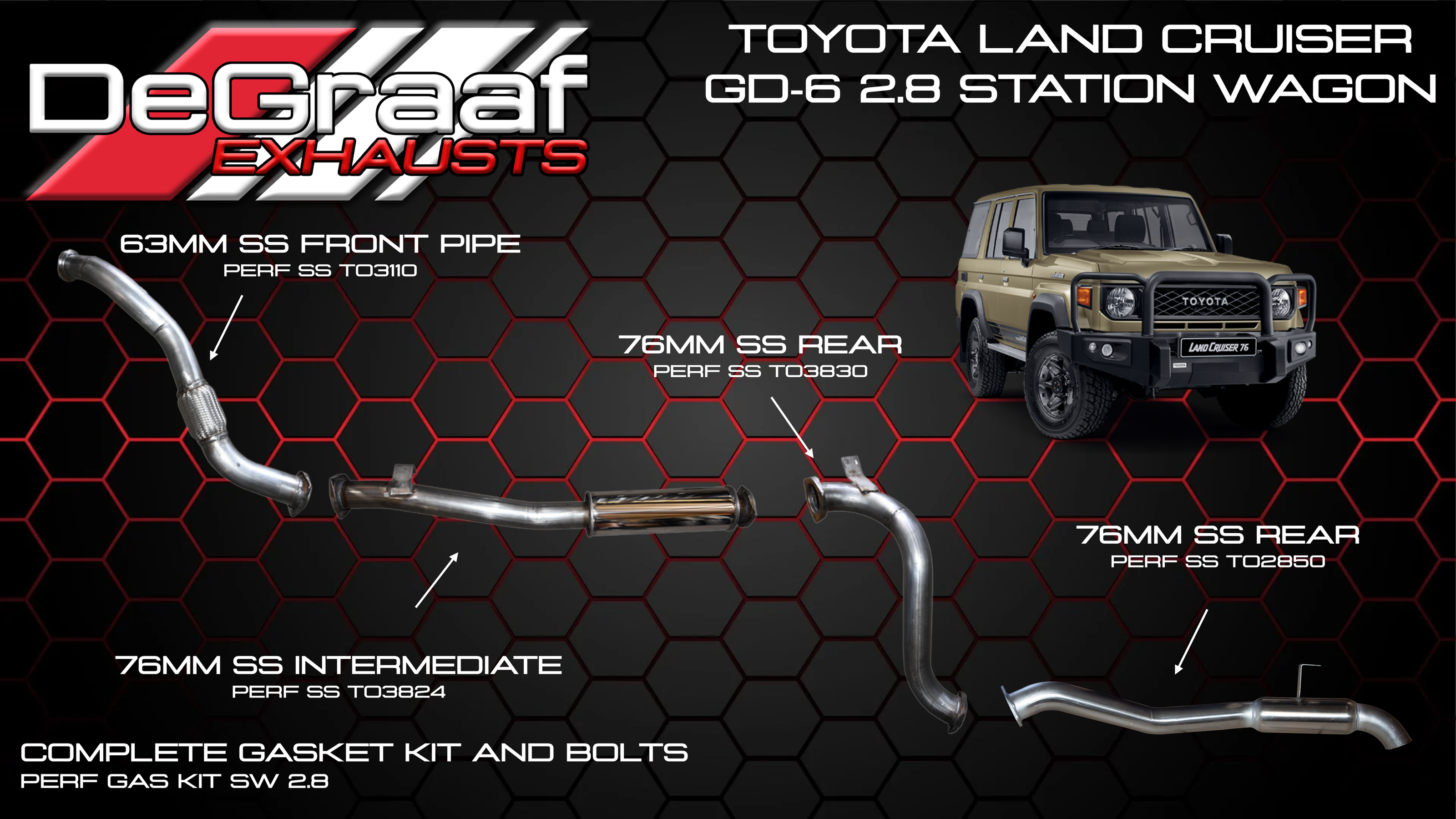 DeGraaf Performance Exhaust Systems for Toyota Hilux, Land Cruiser 79/70/76 (Diesel/Petrol Models)