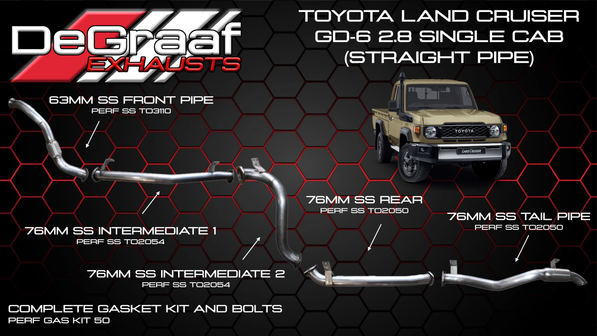 DeGraaf Performance Exhaust Systems for Toyota Hilux, Land Cruiser 79/70/76 (Diesel/Petrol Models)